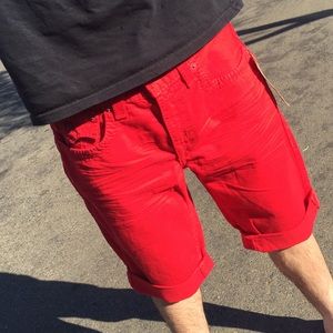 True Religion Red Denim Shorts